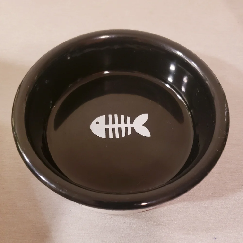 Signature Housewares Fish Bones Cat Bowl, Small